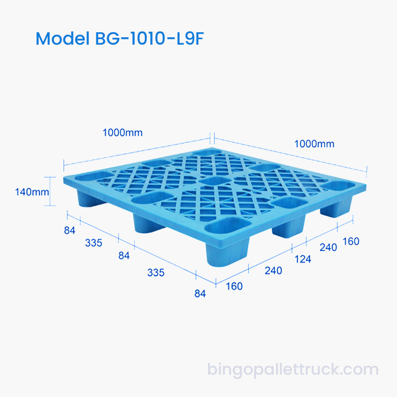 1000x1000mm HDPE palete de plástico leve entrada de 4 vias para empilhadeira