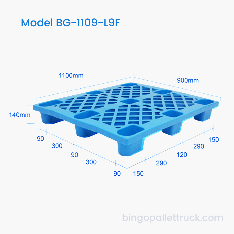 1100×900mm dever leve durável nove pés de palete de plástico HDPE para transporte de materiais