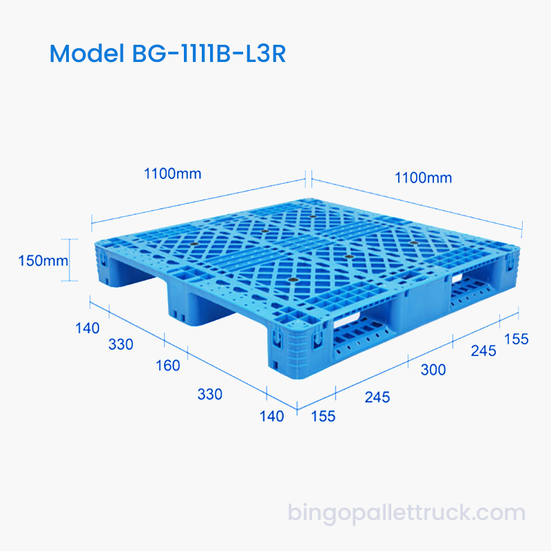 Corredor plástico da pálete 3 de 1100x1100mm com reforço de aço para logística