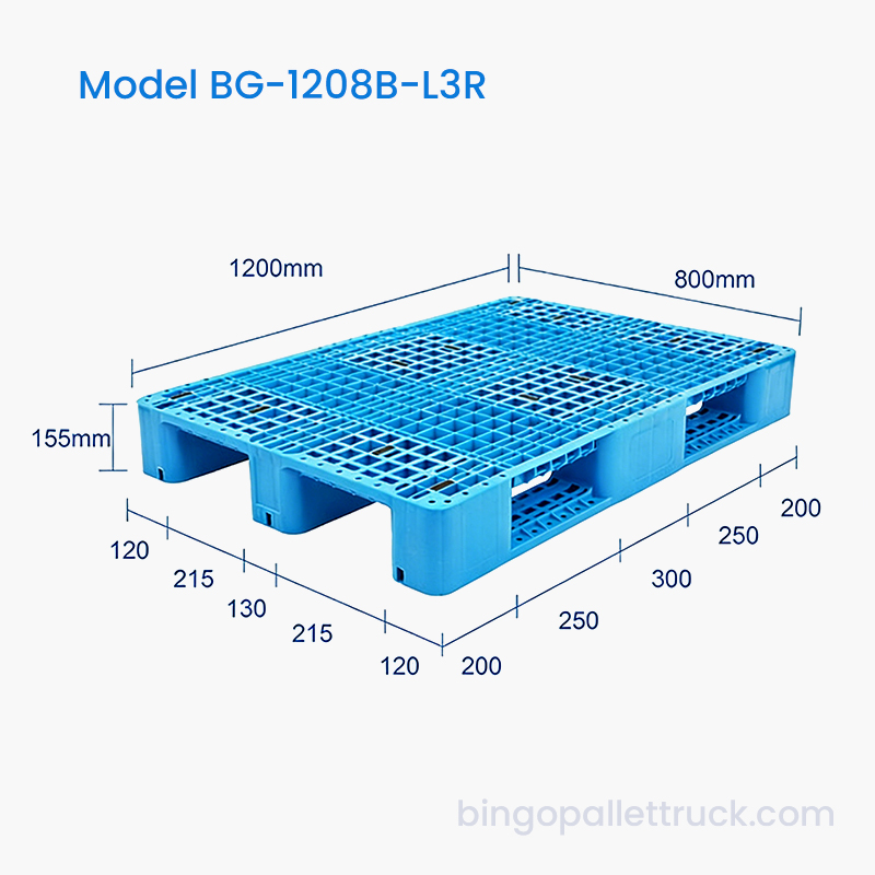 Pálete plástica de grande resistência de 1200x800mm 3-Runner com vida útil longa