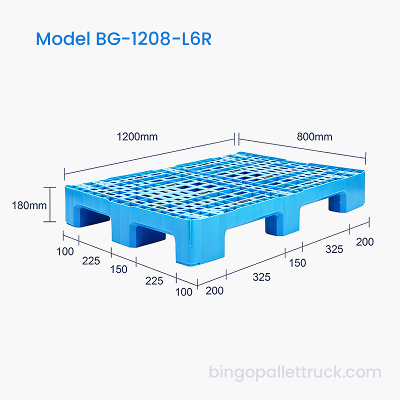 1200x800mm Reforçado com seis corredores de paletes de plástico para armazém