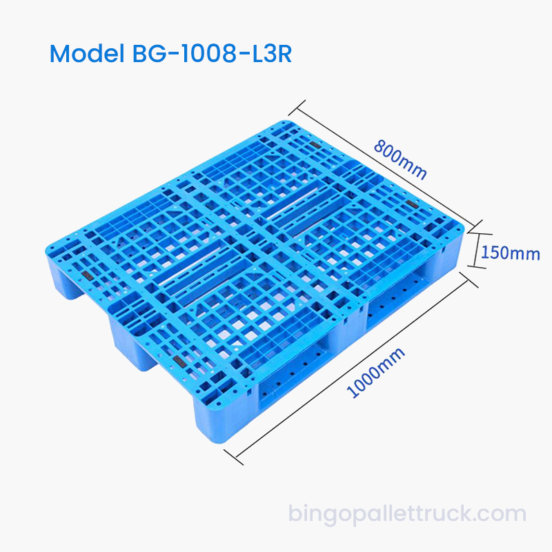 1000×800mm 3 corredores de paletes de plástico HDPE para estantes de armazém
