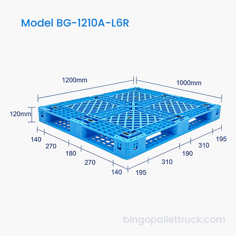 1200x1000mm Palete de plástico de seis corredores para uso logístico