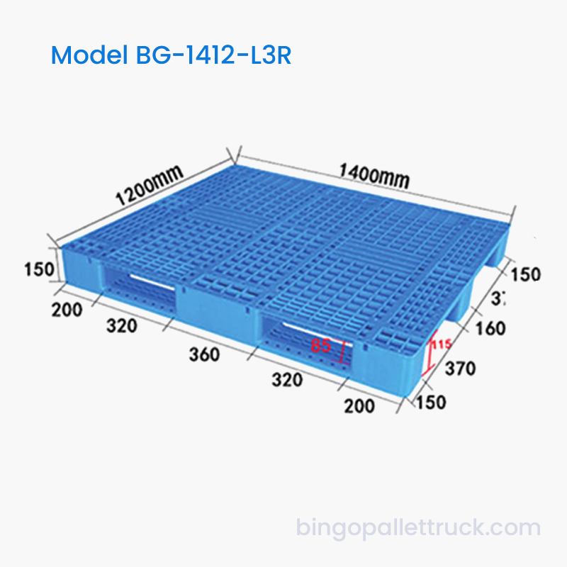 Palete leve 1400x1200mm com capacidade dinâmica de 1000kg para distribuição