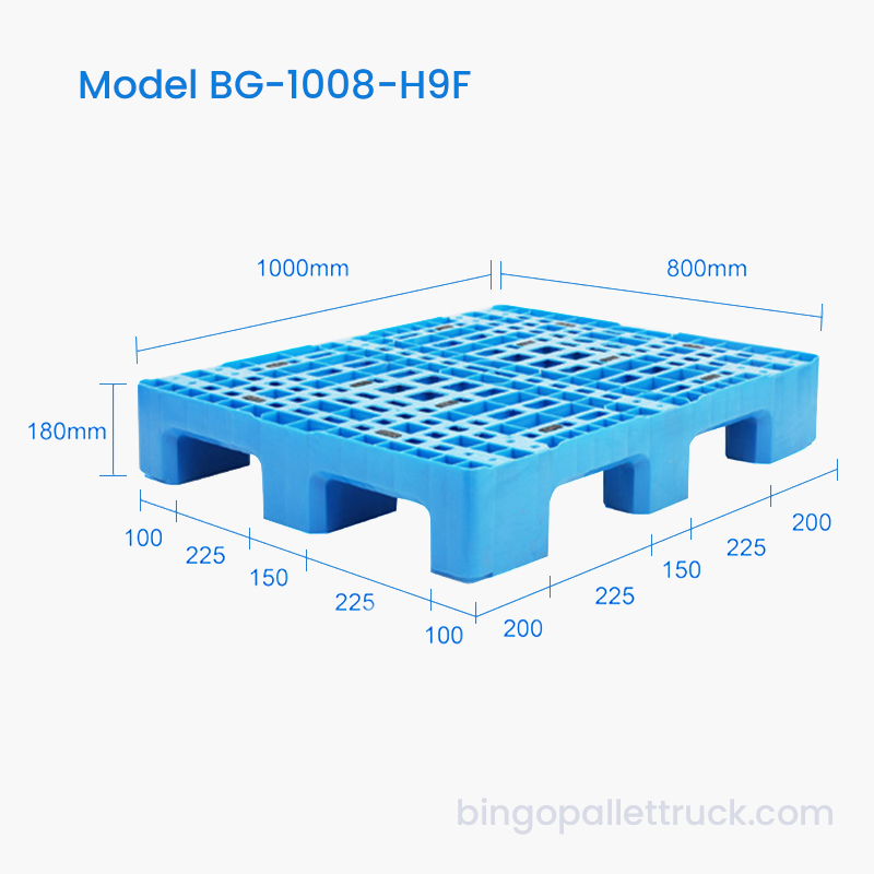 Palete de plástico resistente de alta capacidade 1000x800mm para logística industrial