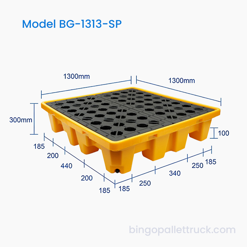 Palete de derramamento à prova de vazamento de 1300x1300mm para 4 tambores