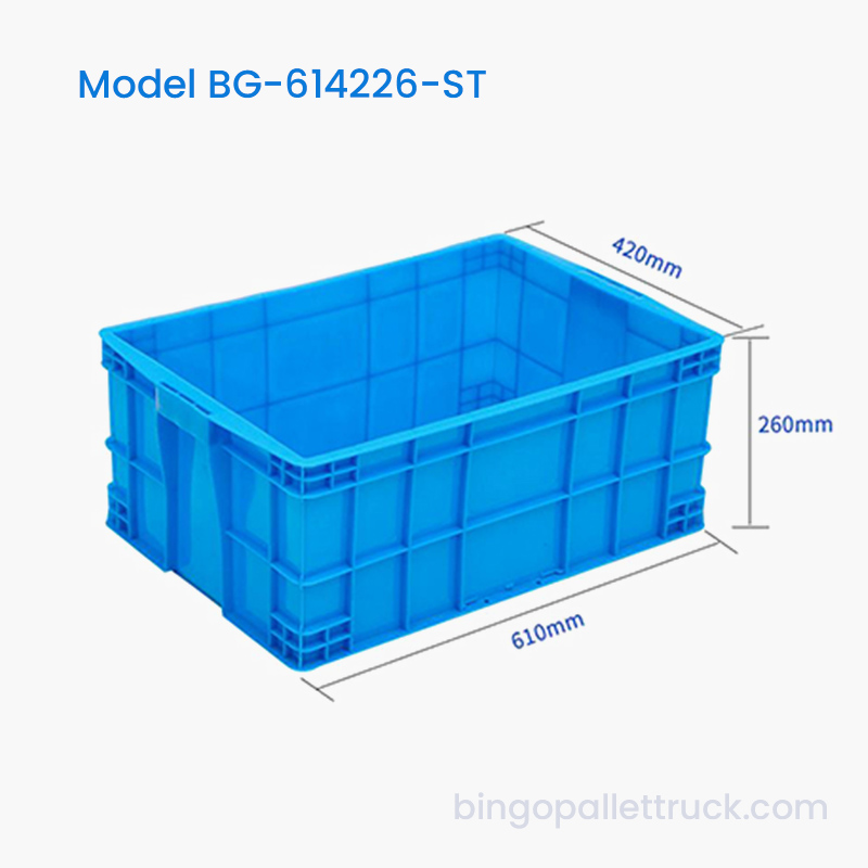 Caixa plástica empilhável resistente do HDPE 56L para componentes maiorias da fábrica