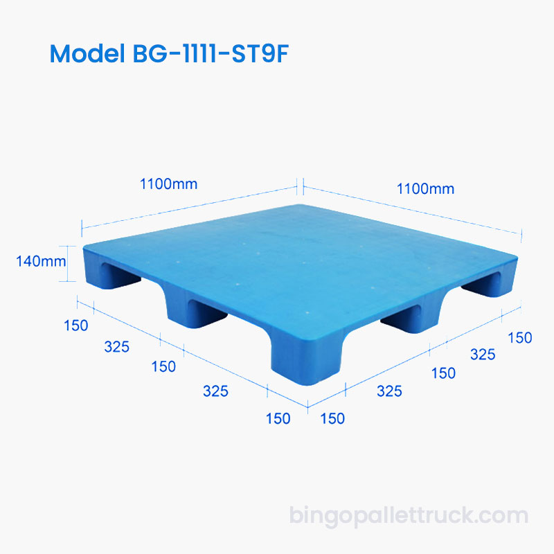 Pálete plástica contínua industrial dos pés da parte superior 9 de 1100x1100mm para o armazém