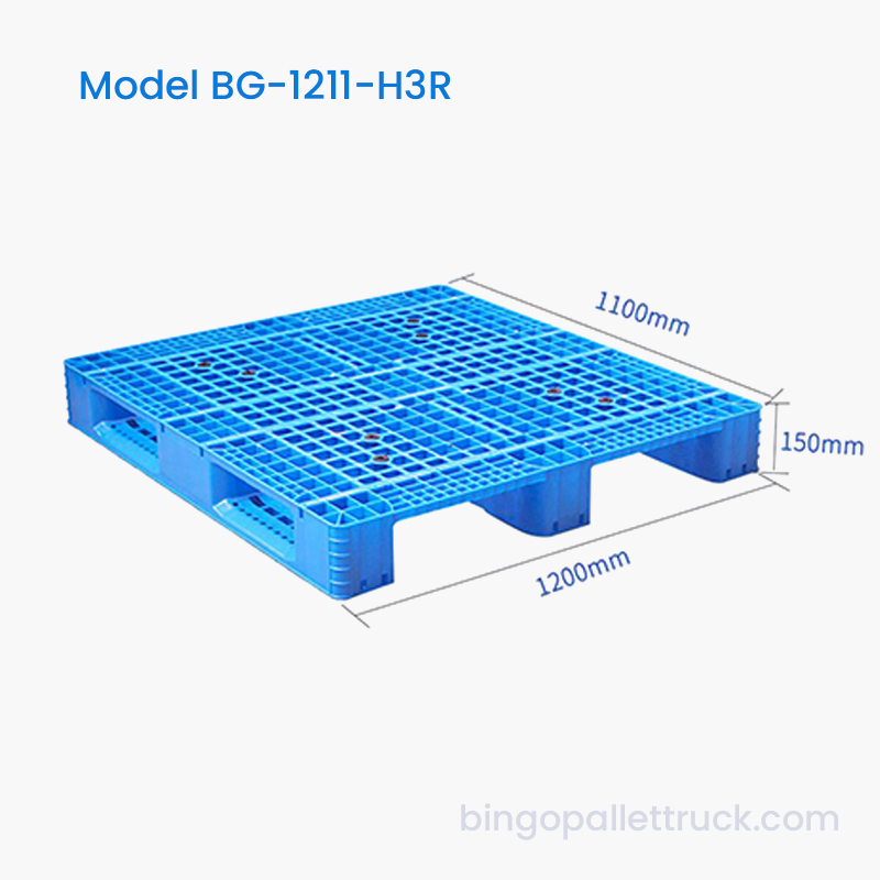 Palete de plástico HDPE de qualidade alimentar 1200x1100mm para manuseio de produtos secos