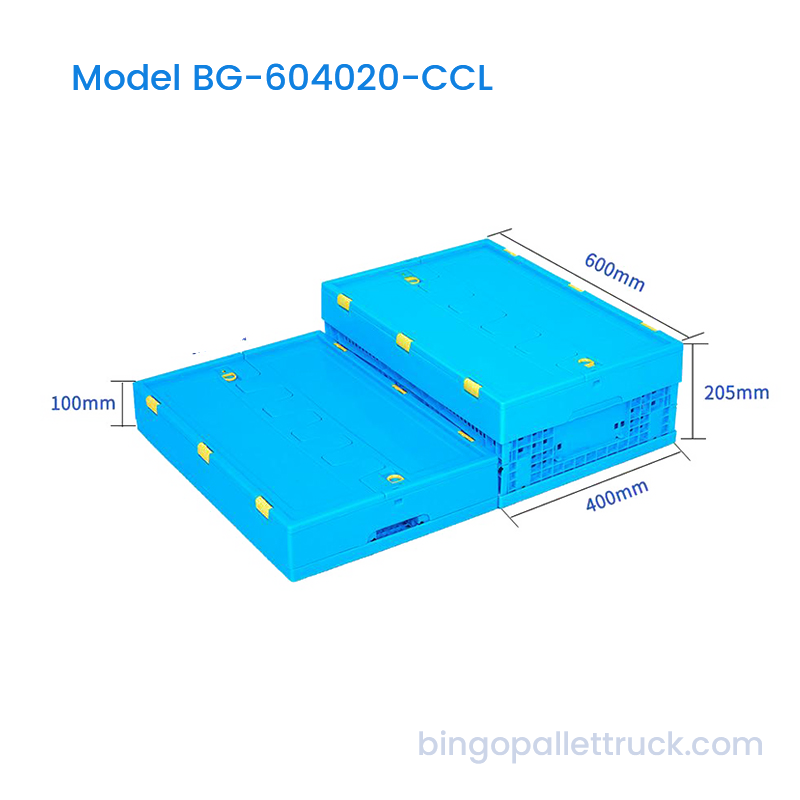 Caixa de plástico dobrável 36L com tampa para logística industrial