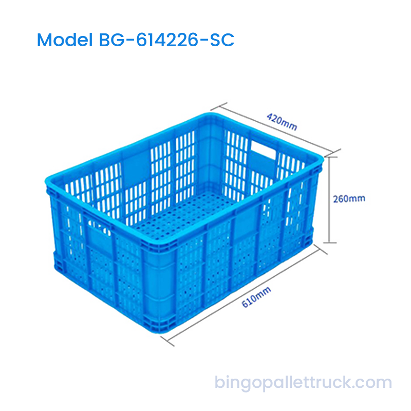 Cesta de HDPE de caixa de plástico empilhável 56L para distribuição de produtos no mercado atacadista