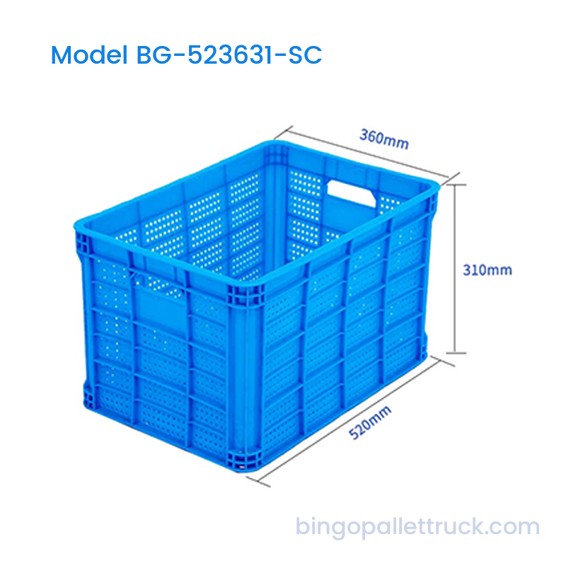 Cesta plástica do produto da caixa do furo redondo 46L para frutas do supermercado