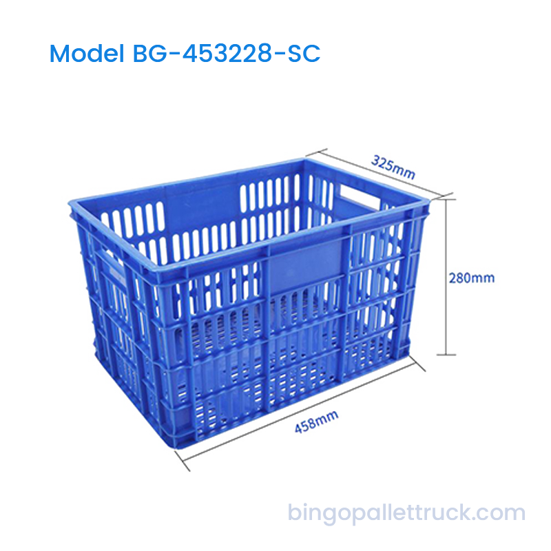 Cesta de armazenamento HDPE de caixa empilhável de plástico industrial 33L