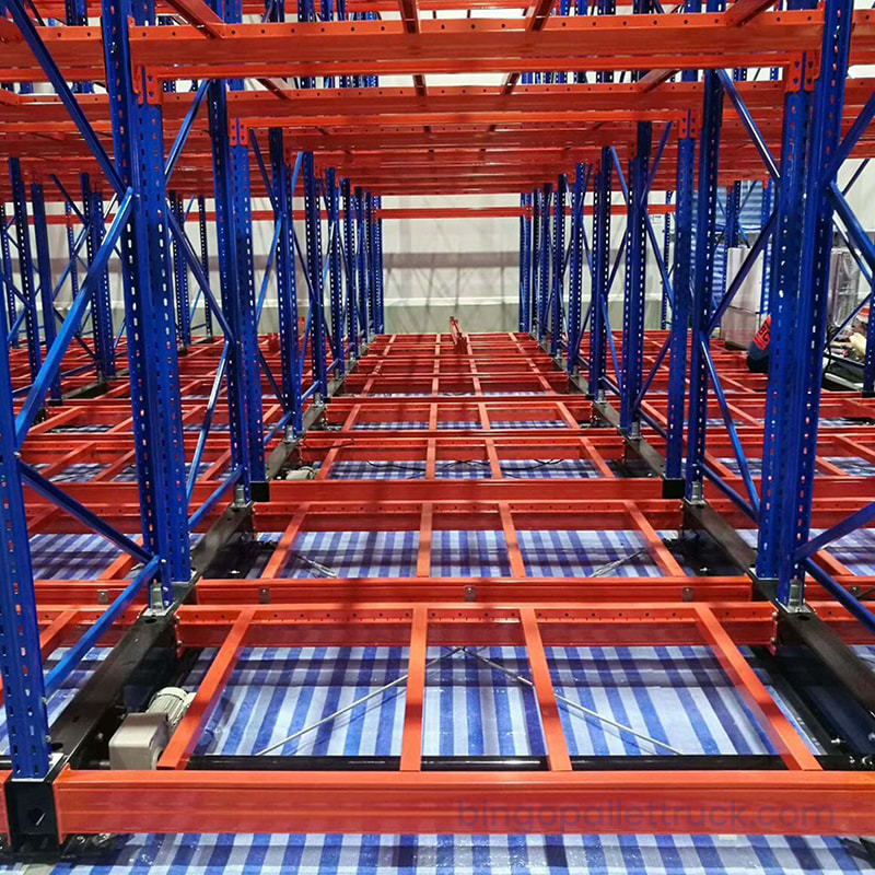 Sistema de rack de paletes móvel móvel personalizado para armazenamento com economia de espaço de alta densidade